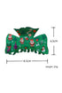 Dark Green Christmas Theme Printed Glister Hair Claw Clip