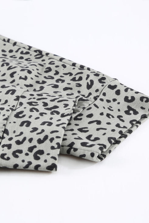 Khaki Leopard Elastic Waist Casual Joggers
