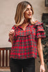 plaid short sleeve blouse