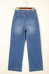 Sky Blue Double Button Zip Fly Straight Leg Jeans
