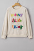 Beige merry little thing Corded Letter Graphic Ribbed Loose Sweatshirt