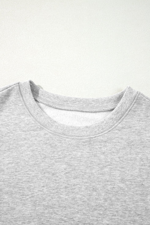 Gray Two Tone Patchwork Drop Shoulder Pullover Sweatshirt