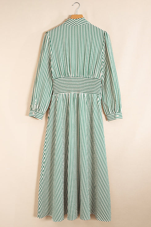 green stripe midi dress