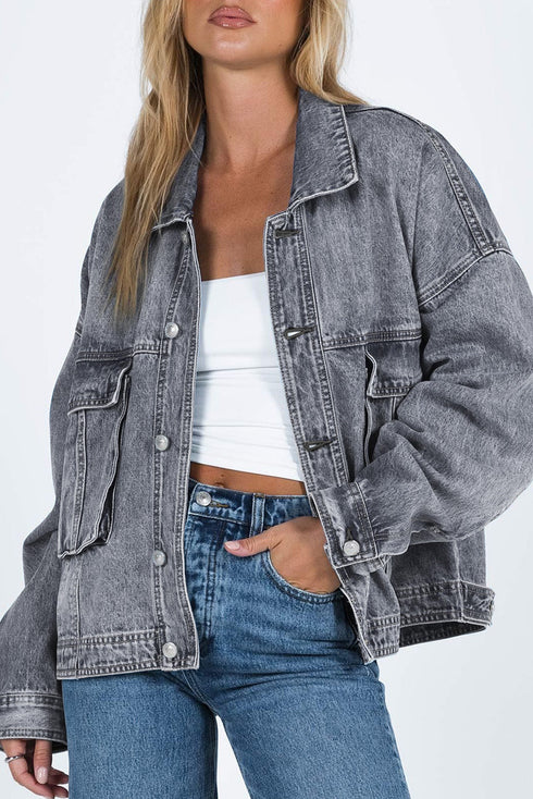 gray-chest-pockets-drop-shoulder-loose-denim-jacket