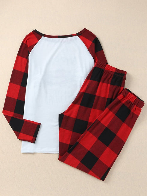 fiery-red-plaid-merry-christmas-graphic-loungewear-set
