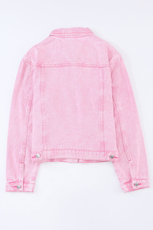 pink-acid-wash-button-flap-pocket-denim-jacket