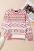 Fushia Abstract Print Pullover Sweater