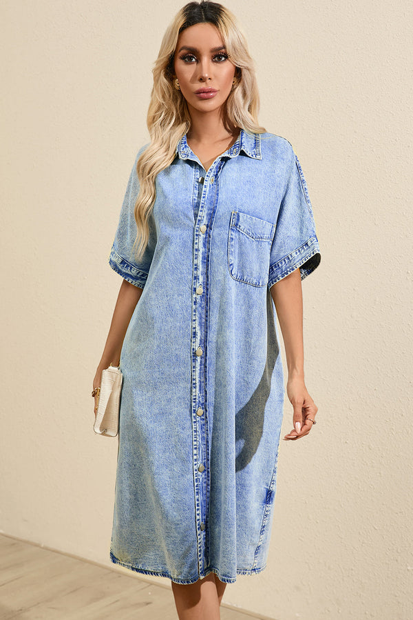 retro-short-sleeve-denim-long-dress
