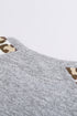 Gray Round Neck Leopard Long Sleeve Top