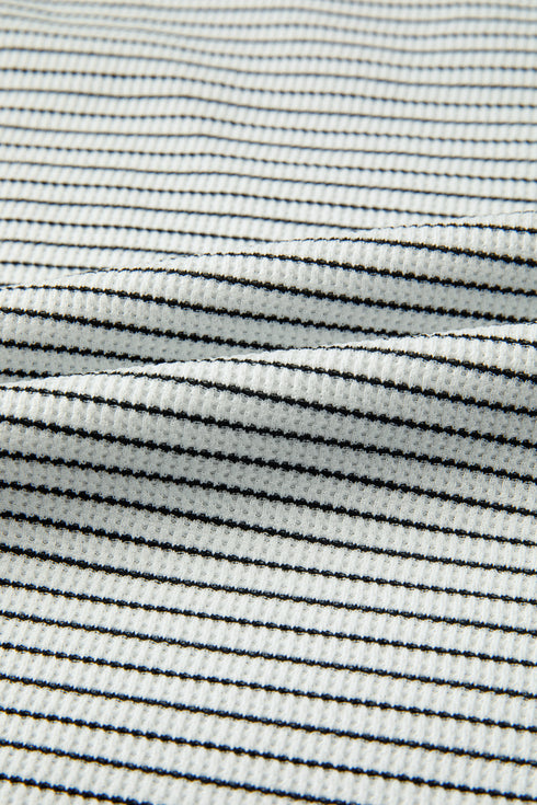 Black Stripe Contrasted Ruffle Trim Casual Tank Top