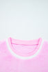 Sachet Pink Sequin Chenille MERRY Graphic Plush Pullover