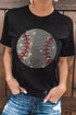 black-rhinestone-baseball-pattern-round-neck-t-shirt