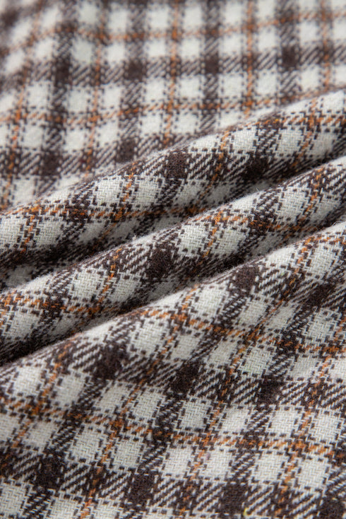 Casual Contrast Corduroy Flap Pocket Patchwork Plaid Shacket