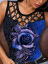 rose-print-rhinestone-hollow-tank-top