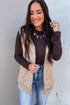 Parchment Quilted Texture Zip Up Hooded Vest