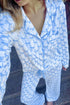 Sky Blue Bow Print Long Sleeve Shirt and Pants Soft Pajama Set