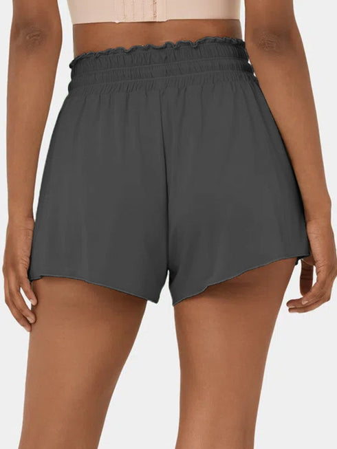 dark-grey-frilly-high-waist-petal-wrap-swim-shorts