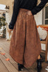 Brown Leopard High Rise Smocked Waistband Curved Hem Wide Leg Pants