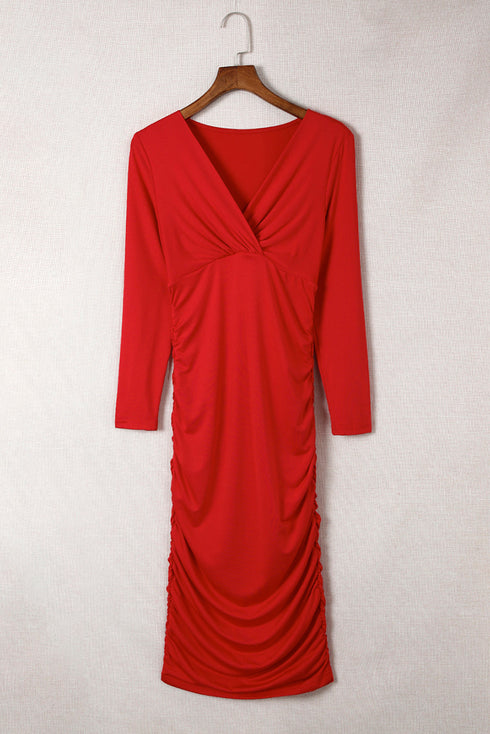 fashion-solid-square-neck-long-sleeve-bodycon-dress