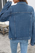 Blue Double Flap Pocket Denim Textured Button Down Jacket