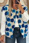 Sky Blue Plush Flower Embellishment Open Front Vest