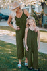 Green Spaghetti Straps Wide Leg Pocketed Jumpsuits
