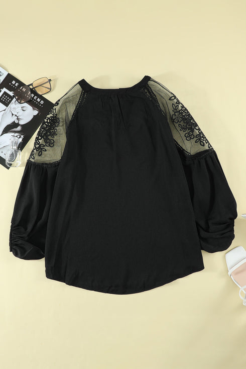Black Formal Invitation Lace Blouse