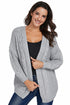Gray Chunky Wide Long Sleeve Knit Cardigan