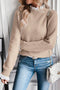 Beige Contrast Lace Frilled Trim Raglan Sleeve Sweater