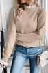 Beige Contrast Lace Frilled Trim Raglan Sleeve Sweater
