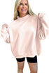 Apricot Pink Oversize Blessed Embroidered Mock Neck Sweatshirt