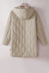 Green Quilted Snap Button Hooded Puffer Coat