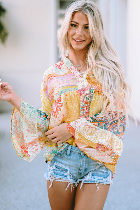 map-printed-v-neck-casual-long-sleeve-blouses