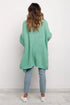Green Long Line Open Front Knitted Cardigan with Pockets