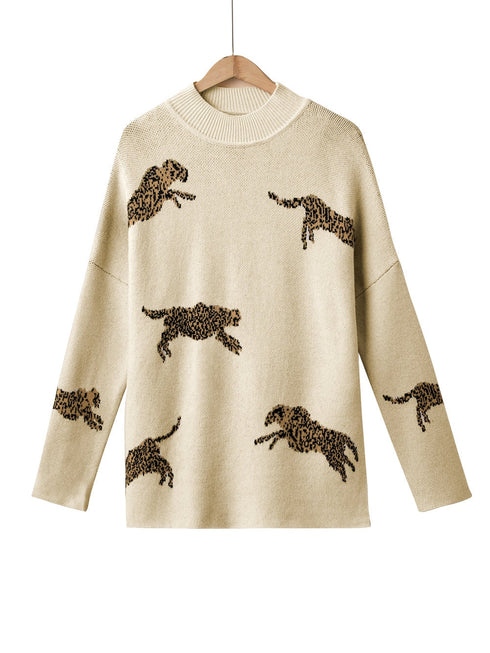 parchment-lively-cheetah-print-high-neck-split-hem-sweater