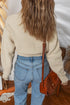 Beige Button Front Cropped Cardigan Sweater