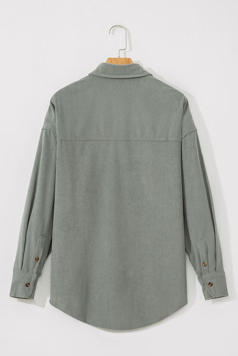 Gray Corduroy Button Pocket Shirt
