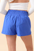 Sky Blue Elastic Waist Varsity Striped Detail Athleisure Shorts