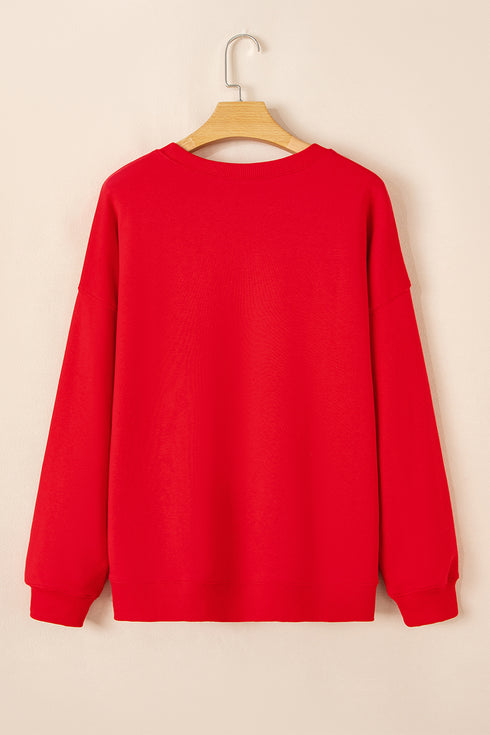 Red xoxo Valentines Heart Sketch Printed Pullover Sweatshirt