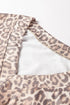 Light French Beige Leopard Print V Neck Pullover Mini Skirt 2pcs Set