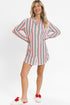 Pink Stripe Christmas Long Sleeve Shirt Style Lounge Dress