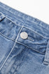 Beau Blue Vintage Stitching Raw Hem Flared Jeans