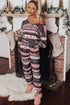 Black Retro Christmas Pattern Loose Pullover 2pcs Lounge Pant Set