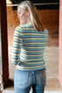 Multicolour Striped Round Neck Ribbed Knit Long Sleeve Top