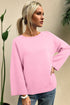 Pink Solid Color Knit Loose Bracelet Sleeve Dolman Sweater