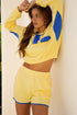 color block pullover short set
