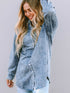 casual-elastic-belt-cuffed-sleeve-denim-hooded-jackets