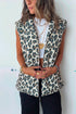 Brown Leopard Open Front Jacket Vest