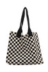 Color black Checkered Knit Eco-Friendly Tote Bag