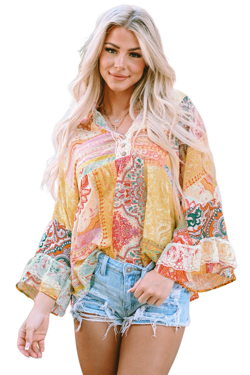 map-printed-v-neck-casual-long-sleeve-blouses